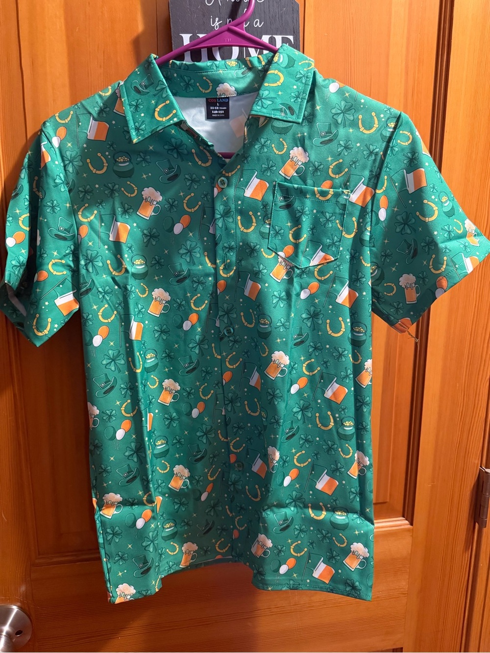 Kids Green St. Patrick's Day Print Short-Sleeve Shirt
